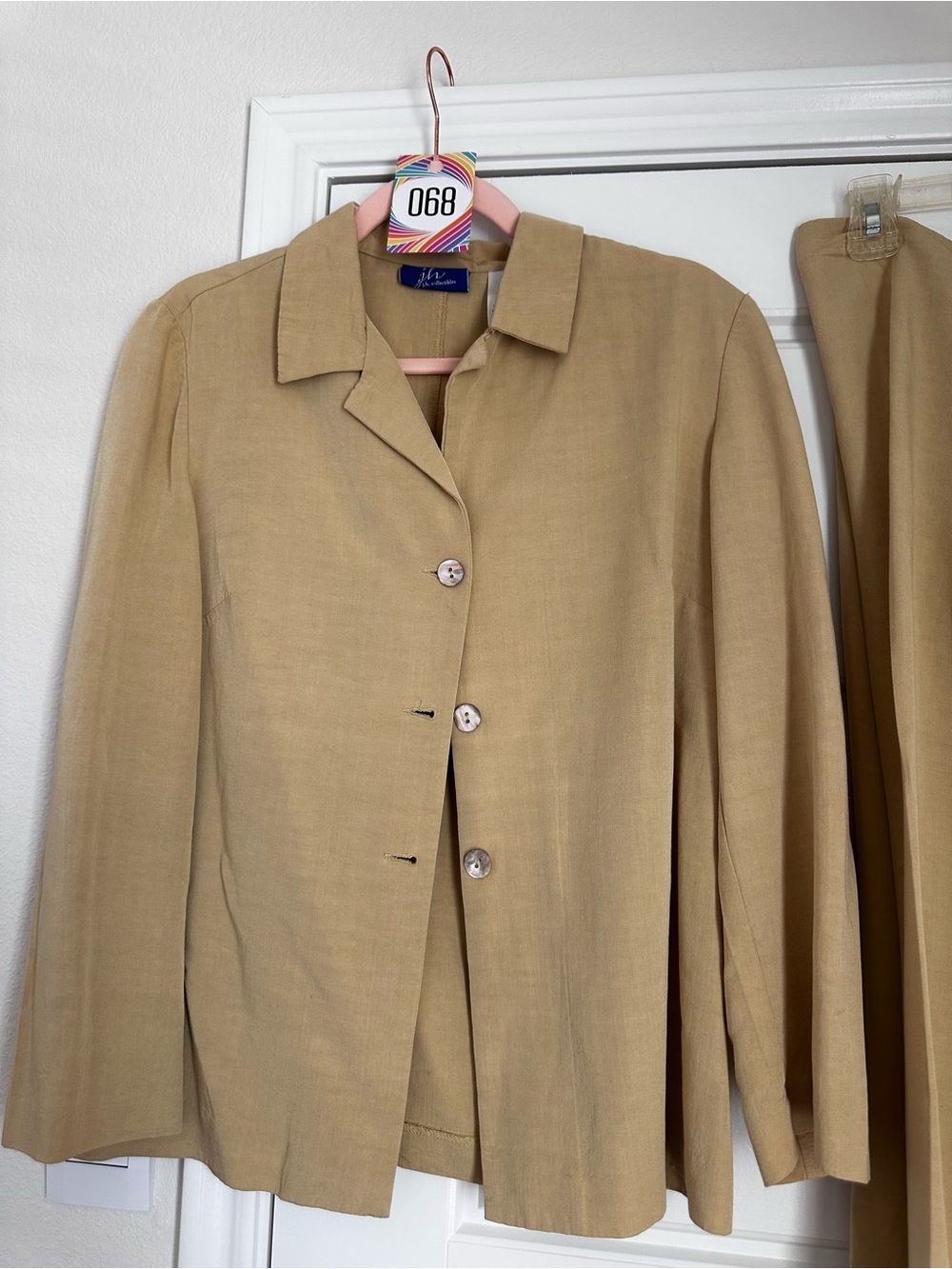 Women’s Tan Beige Blazer & Matching Pants Suit Set